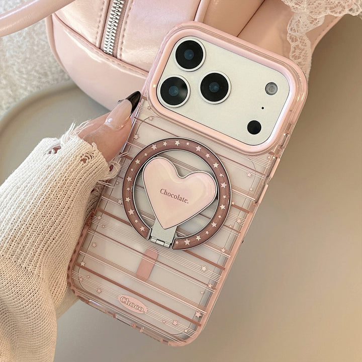 Discover the Magnetic Holder Pink Brown Striped Phone Case